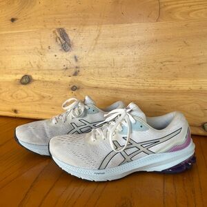 Asics White and Purple Running Shoes GT-1000